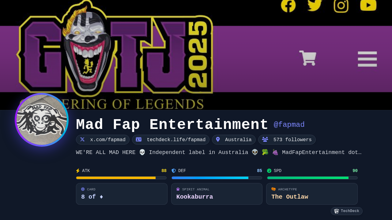 Mad Fap Entertainment's TechDeck Business Card
