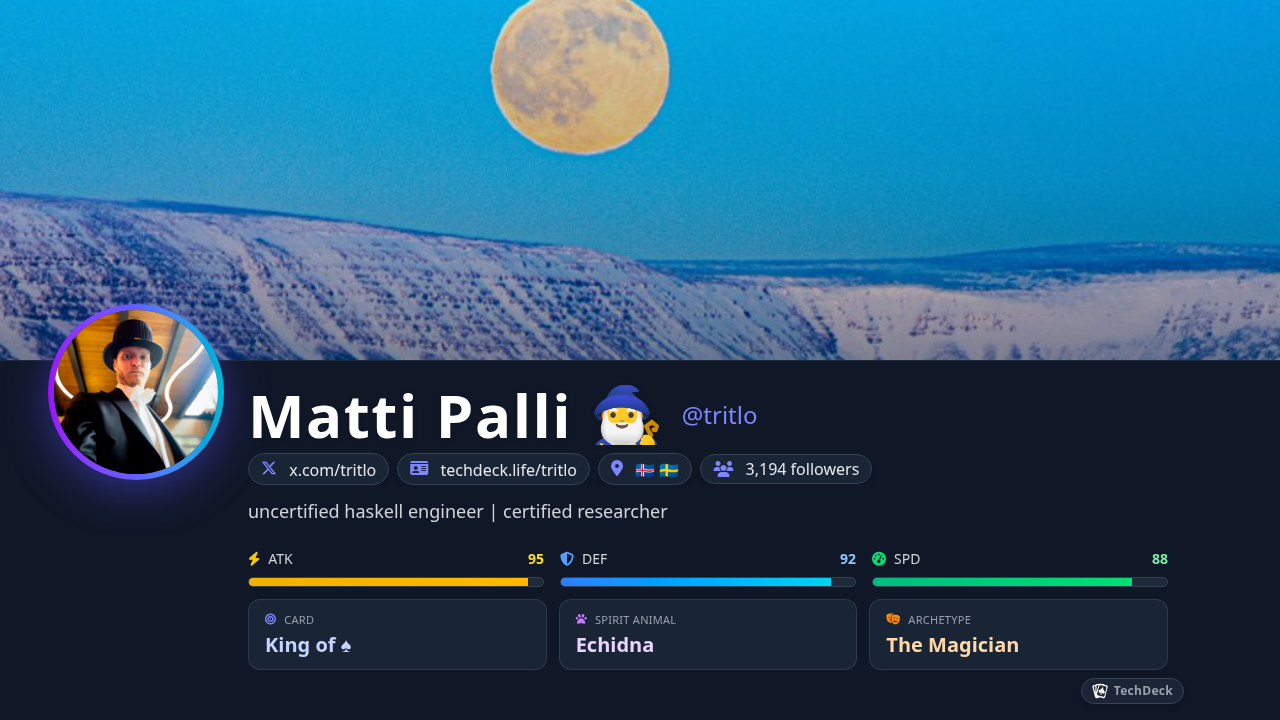 Matti Palli 🧙♂️'s TechDeck Business Card