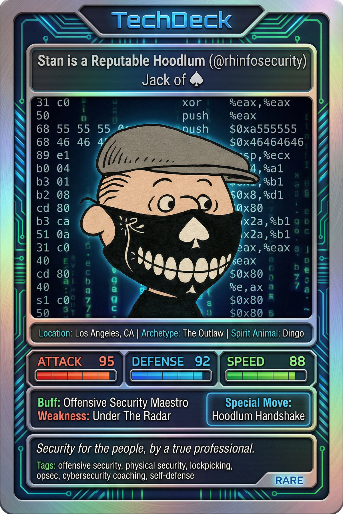 Stan is a Reputable Hoodlum's TechDeck AI Generated Card