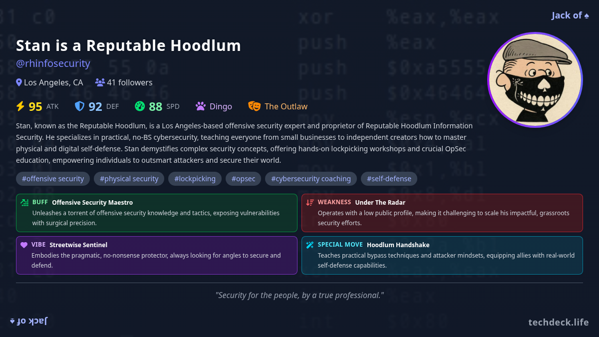 Stan is a Reputable Hoodlum's TechDeck Profile Card