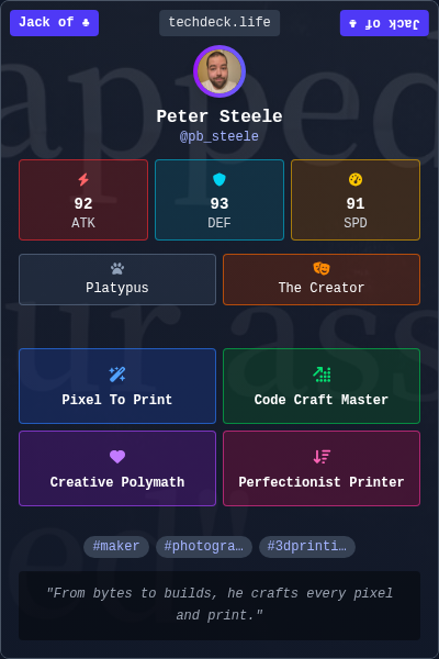 Peter Steele's TechDeck Trading Card