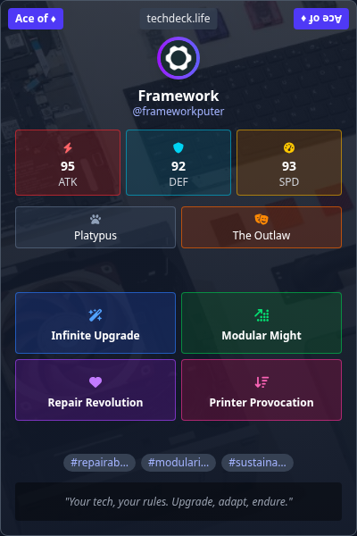 Framework's TechDeck Trading Card