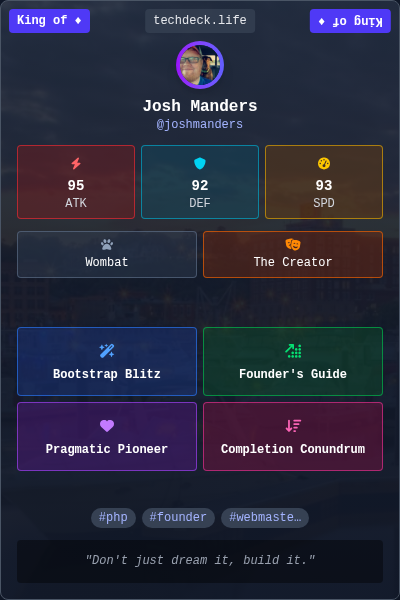 Josh Manders's TechDeck Trading Card