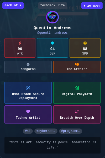 Quentin Andrews's TechDeck Trading Card