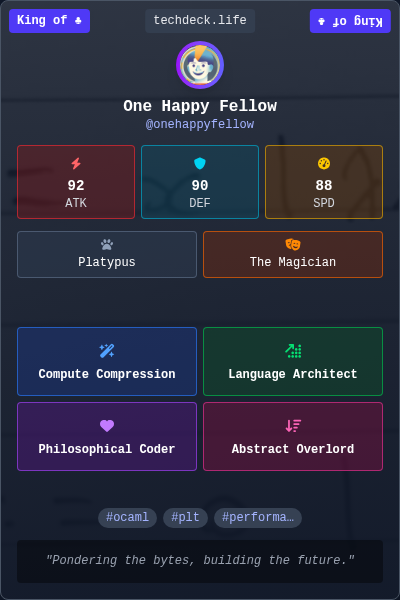 One Happy Fellow's TechDeck Trading Card