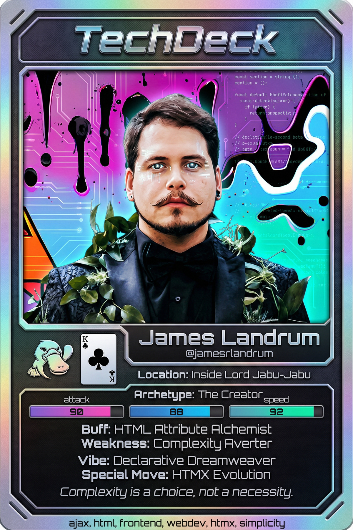 James Landrum 🇦🇷🇧🇷🇧🇴🇦🇹🇧🇪🇨🇦🇰🇾🇨🇱🇨🇫's TechDeck AI Generated Card