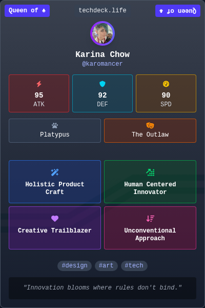 Karina Chow's TechDeck Trading Card