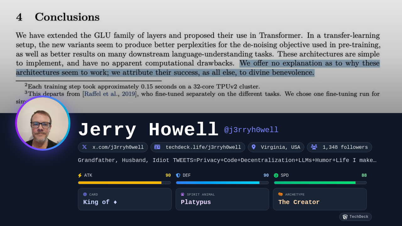 Jerry Howell's TechDeck Business Card