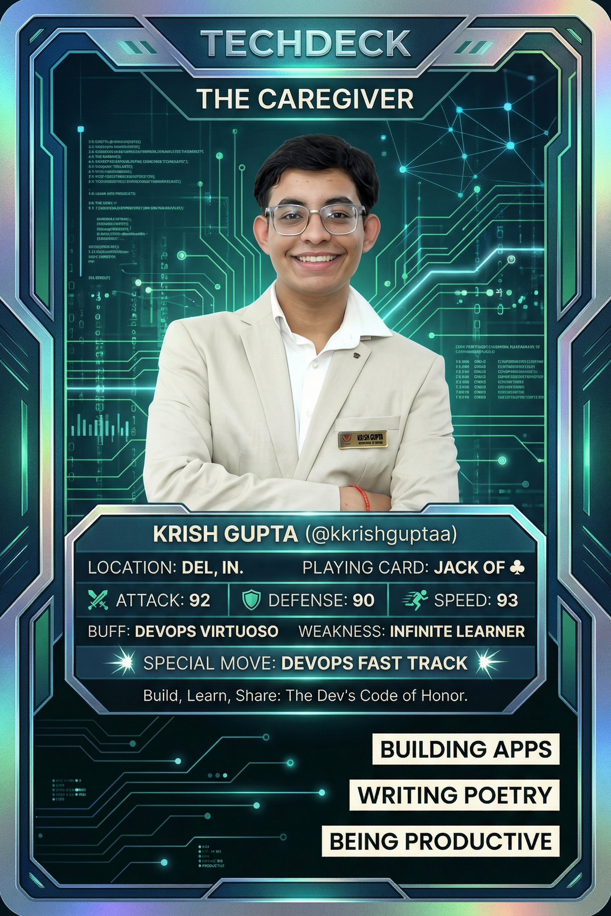 Krish Gupta's TechDeck AI Generated Card