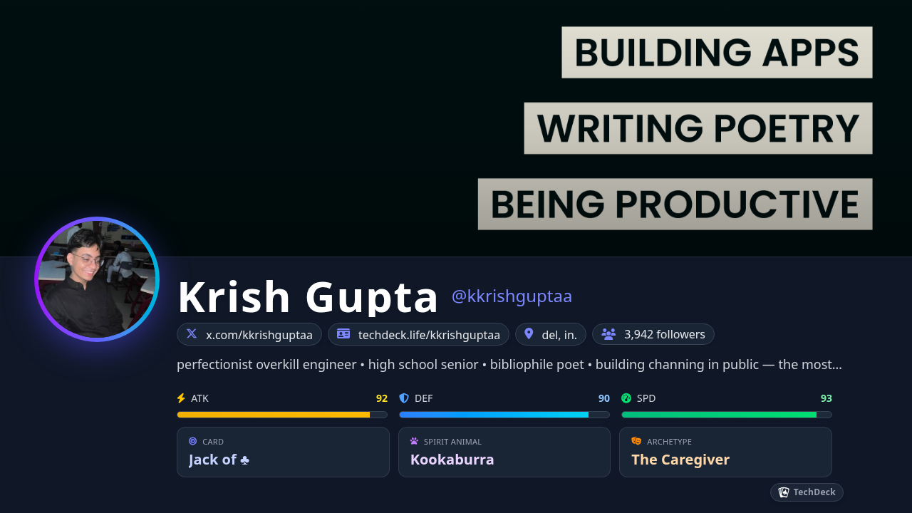 Krish Gupta's TechDeck Business Card