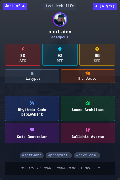 poul.dev's TechDeck Trading Card