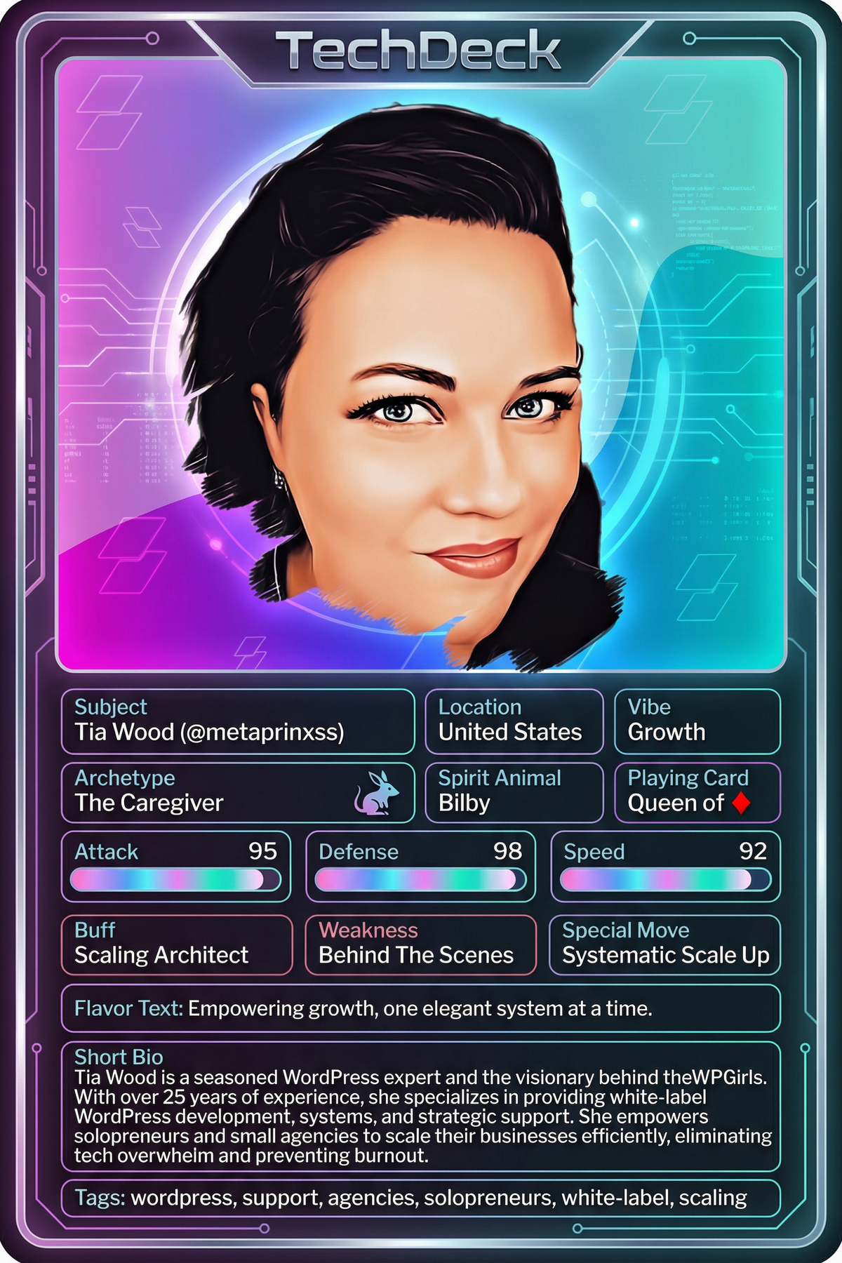 Tia Wood's TechDeck AI Generated Card