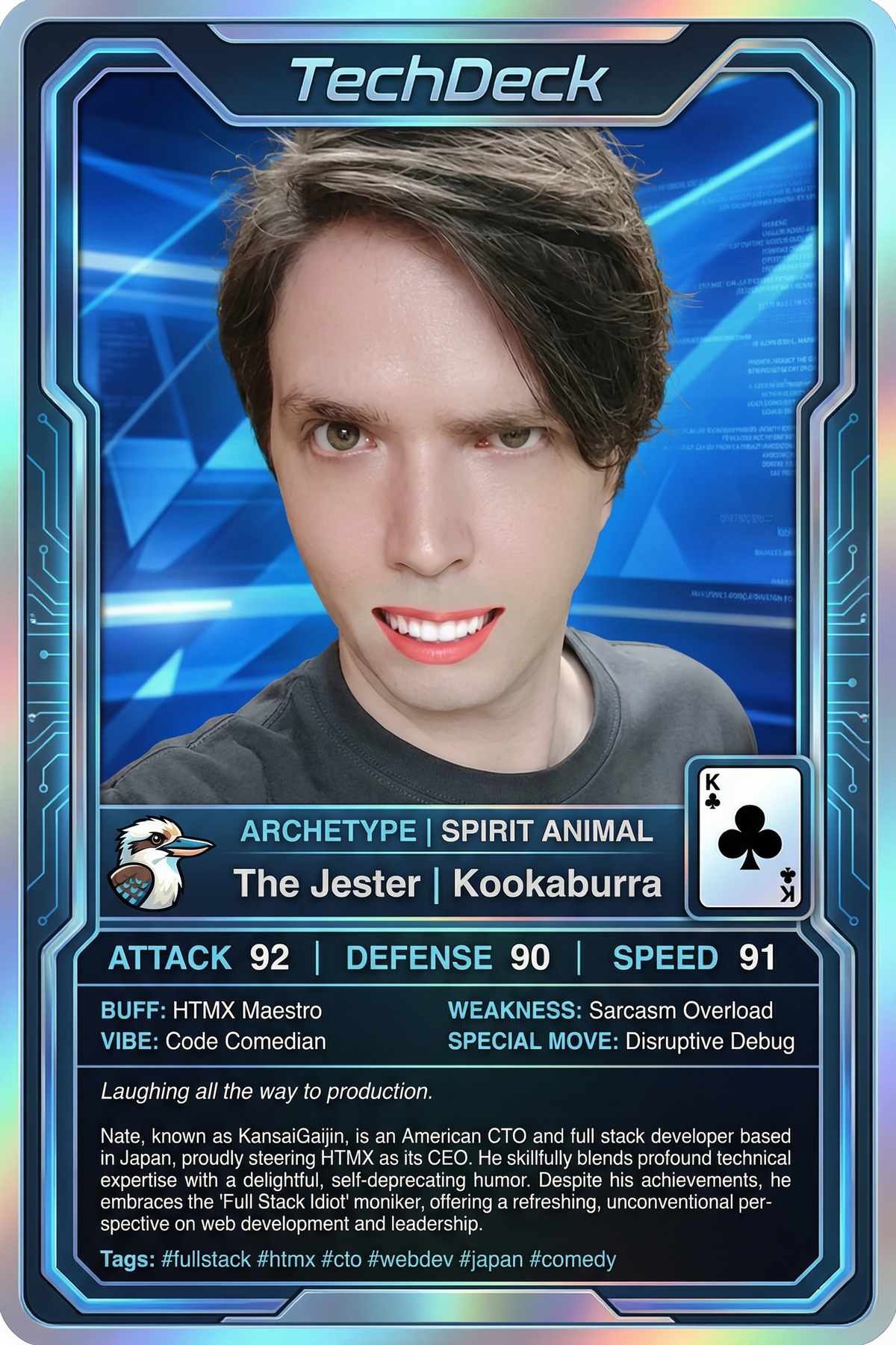 Nate | KansaiGaijin | Full Stack Idiot's TechDeck AI Generated Card