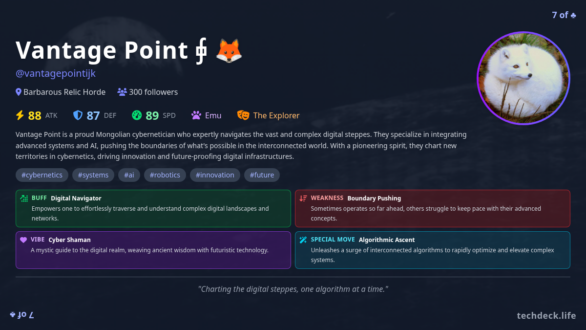 Vantage Point ⨖ 🦊's TechDeck Profile Card