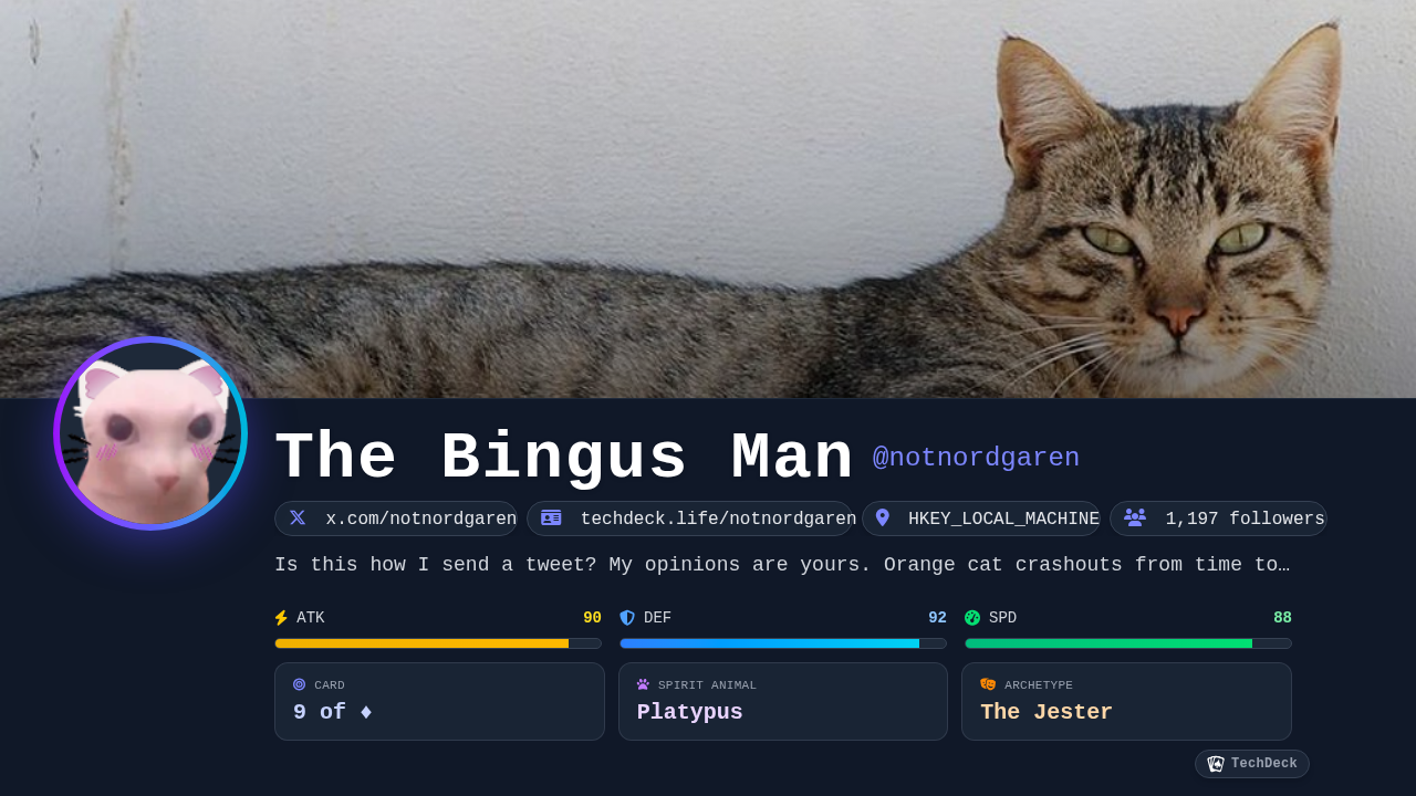 The Bingus Man's TechDeck Business Card