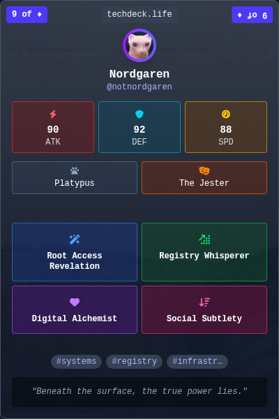 Nordgaren's TechDeck Trading Card