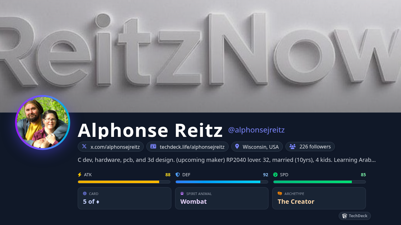 Alphonse Reitz's TechDeck Business Card