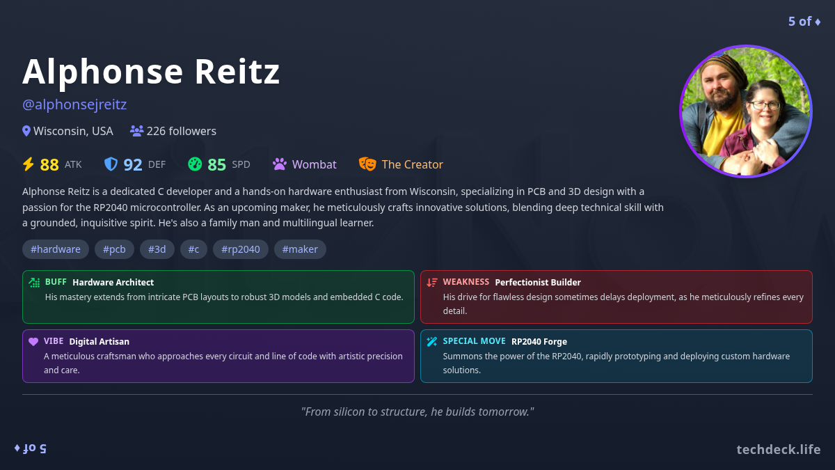 Alphonse Reitz's TechDeck Profile Card