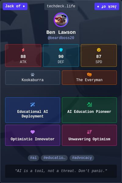 Ben Lawson's TechDeck Trading Card