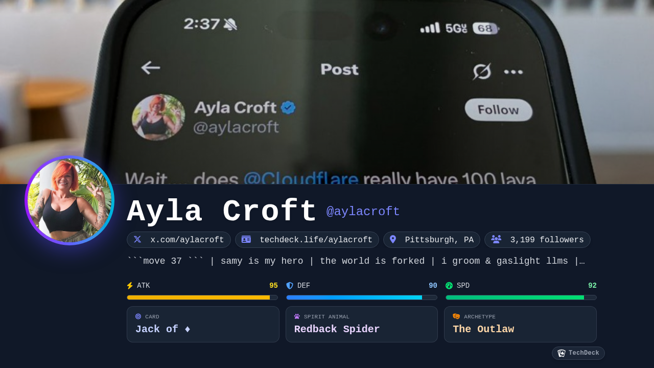 Ayla Croft's TechDeck Business Card