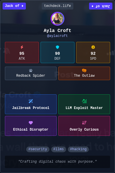 Ayla Croft's TechDeck Trading Card