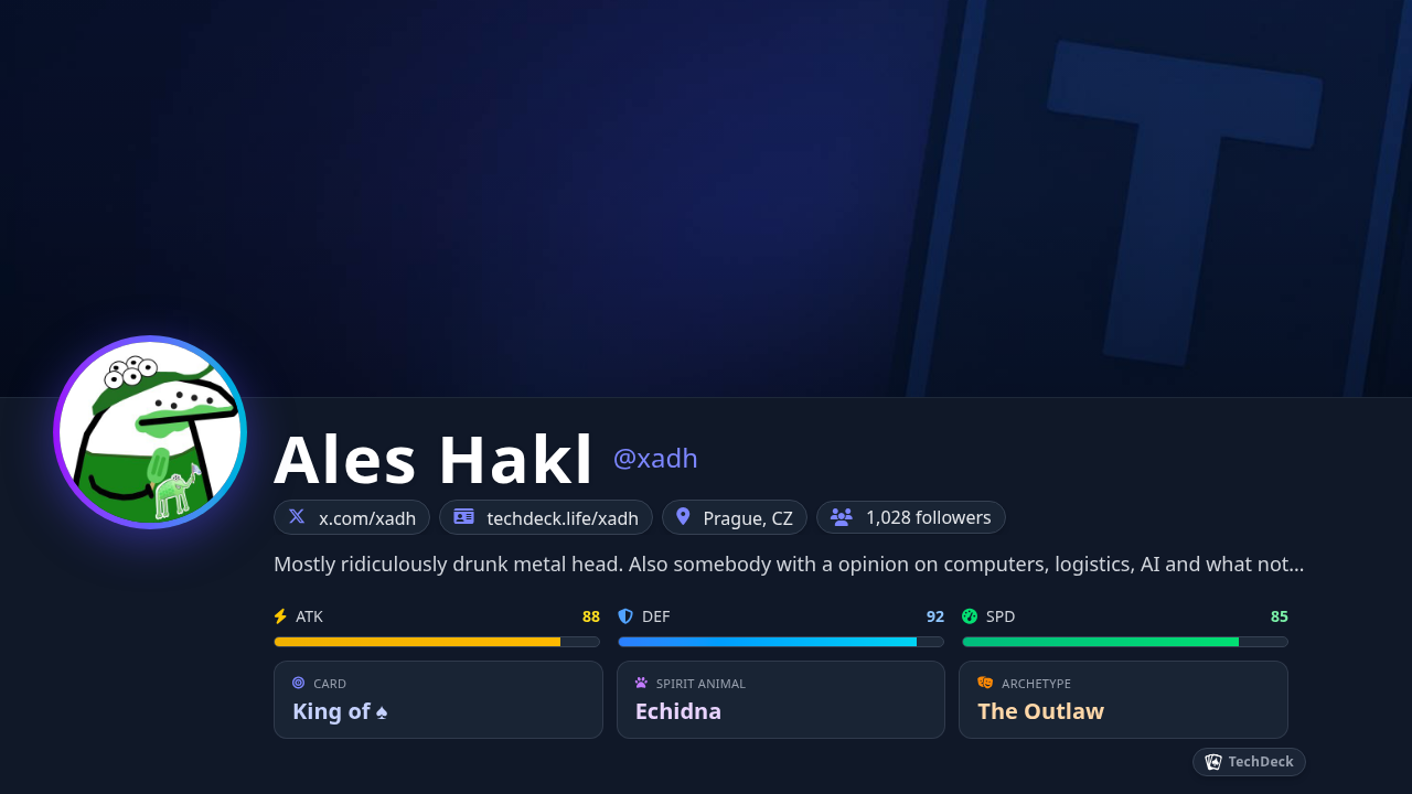 Ales Hakl's TechDeck Business Card