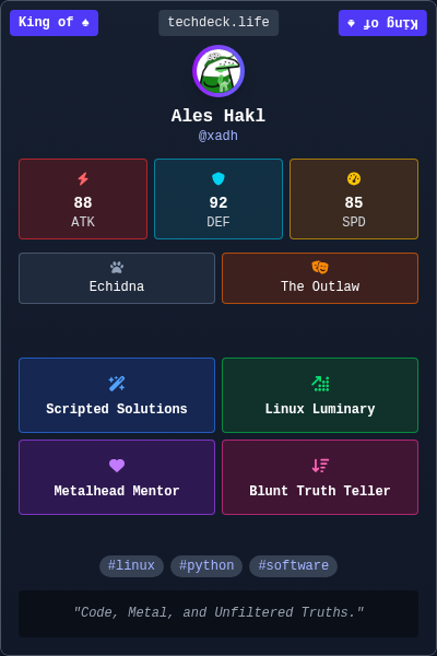 Ales Hakl's TechDeck Trading Card