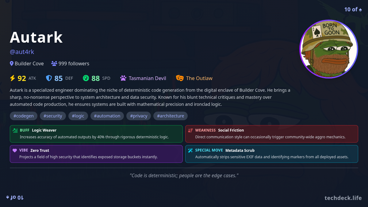 Autark's TechDeck Profile Card