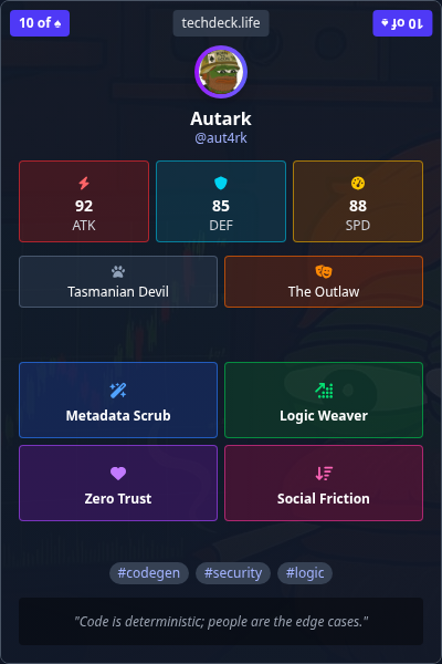 Autark's TechDeck Trading Card