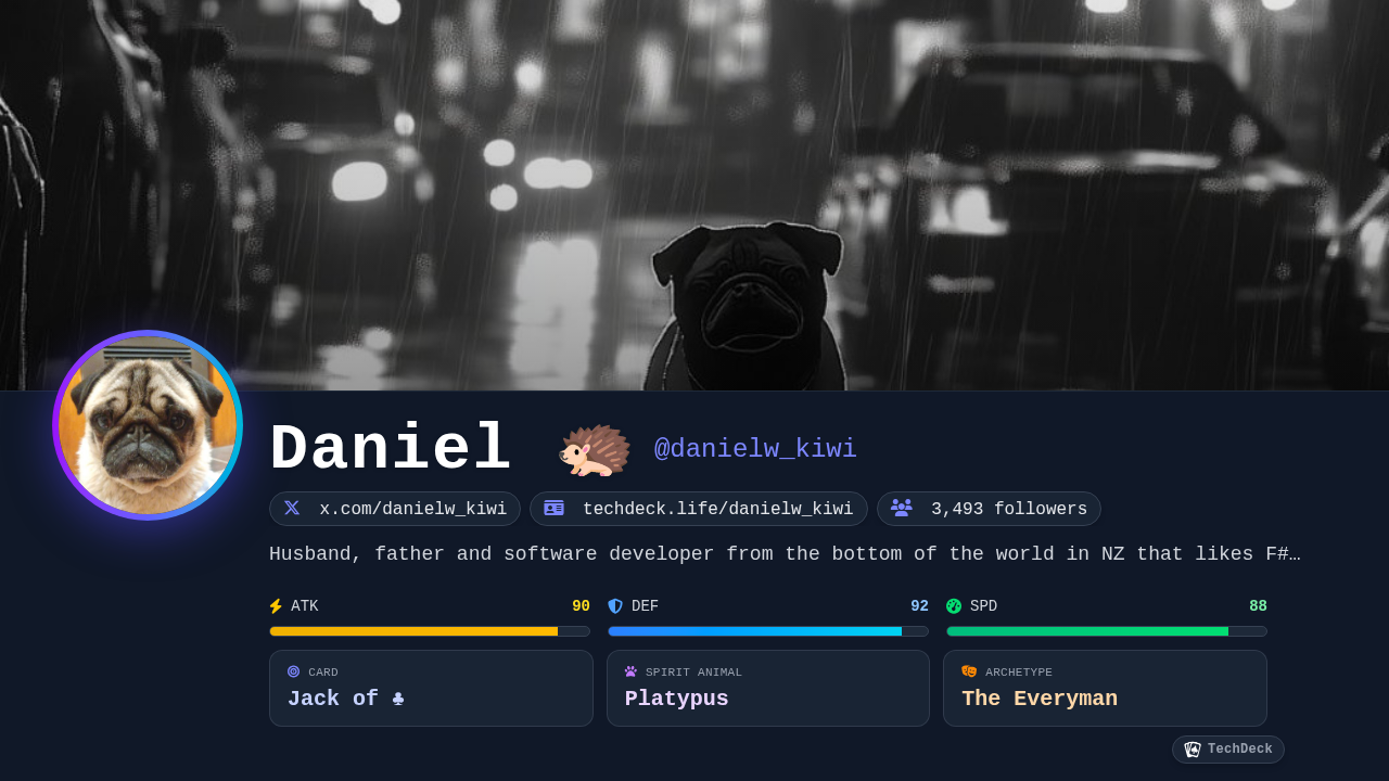 Daniel 🦔's TechDeck Business Card