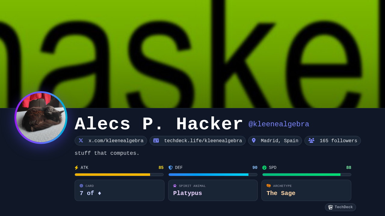 Alecs P. Hacker's TechDeck Business Card
