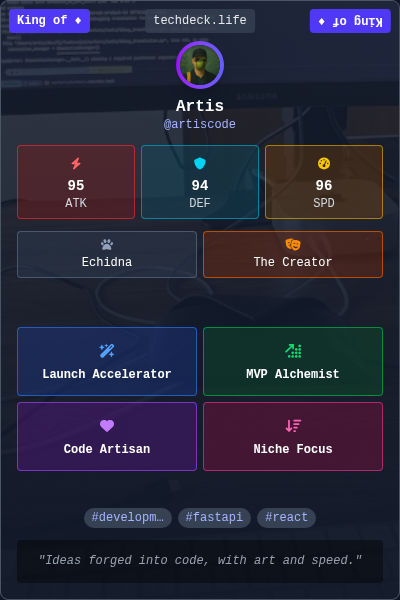Artis's TechDeck Trading Card