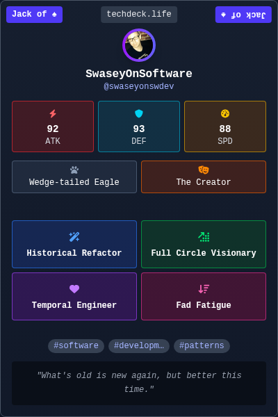 SwaseyOnSoftware's TechDeck Trading Card