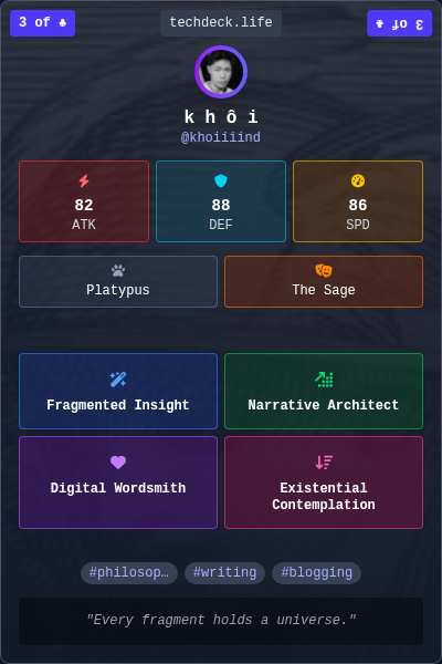 k h ô i's TechDeck Trading Card