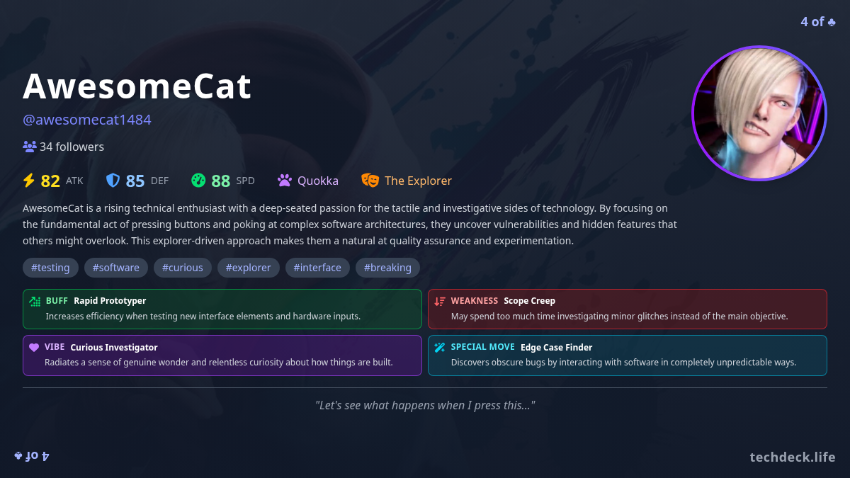 AwesomeCat's TechDeck Profile Card