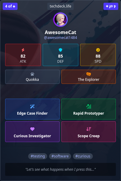 AwesomeCat's TechDeck Trading Card