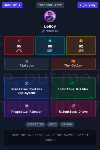 LeRoy's TechDeck Trading Card