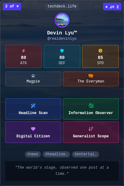 Devin Lyu's TechDeck Trading Card