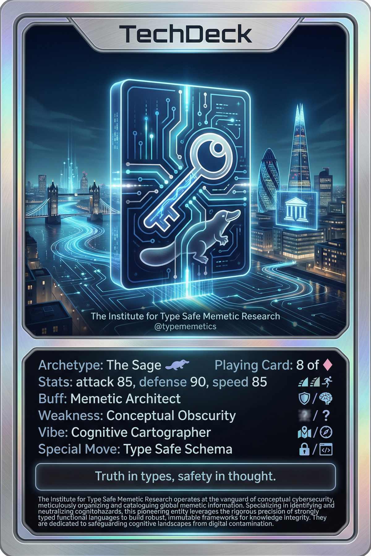 The Institute for Type Safe Memetic Research's TechDeck AI Generated Card