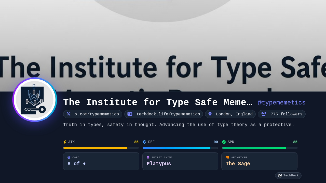 The Institute for Type Safe Memetic Research's TechDeck Business Card