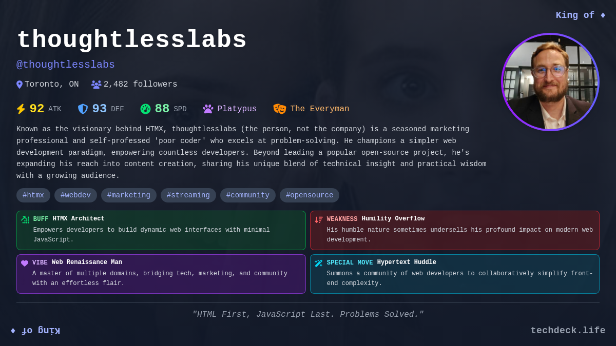 thoughtlesslabs's TechDeck Profile Card