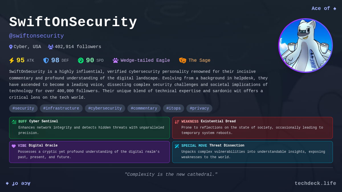 SwiftOnSecurity's TechDeck Card