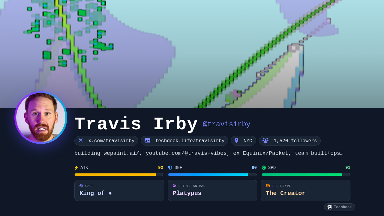 Travis Irby's TechDeck Business Card
