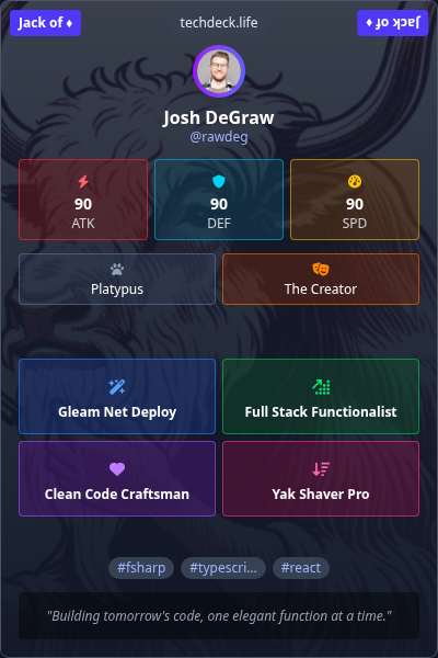 Josh DeGraw's TechDeck Trading Card