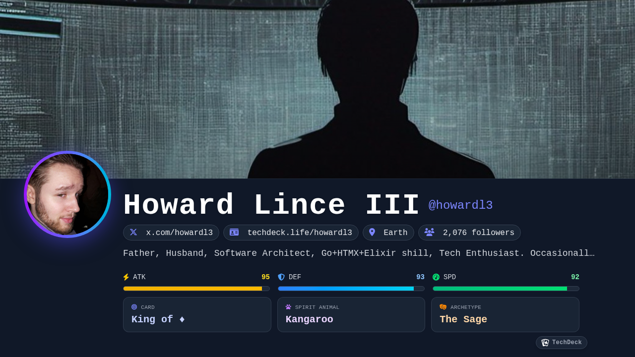 Howard Lince III's TechDeck Business Card