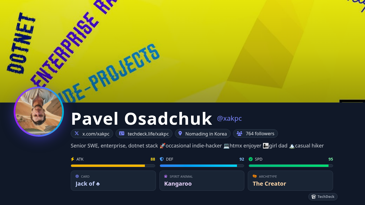 Pavel Osadchuk's TechDeck Business Card