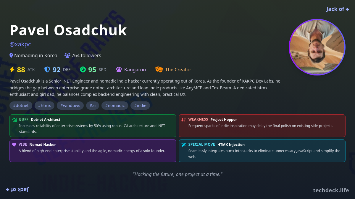 Pavel Osadchuk's TechDeck Profile Card