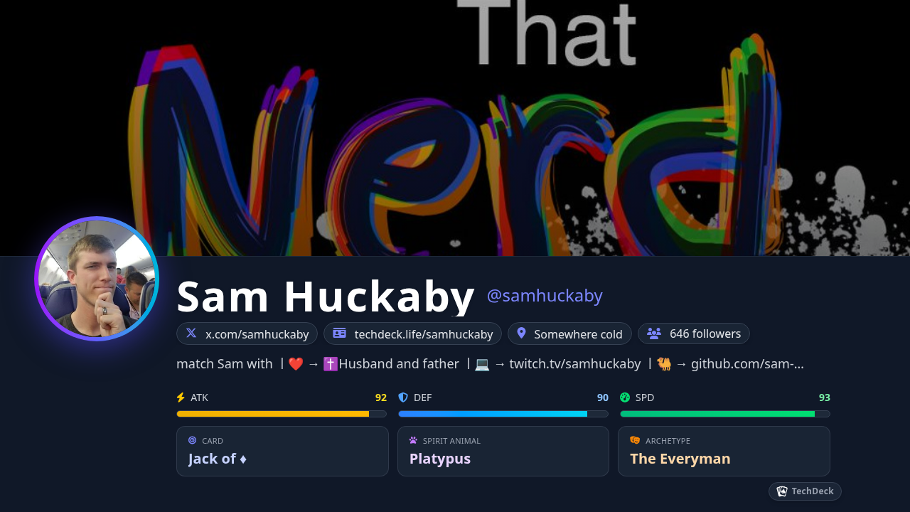 Sam Huckaby's TechDeck Business Card