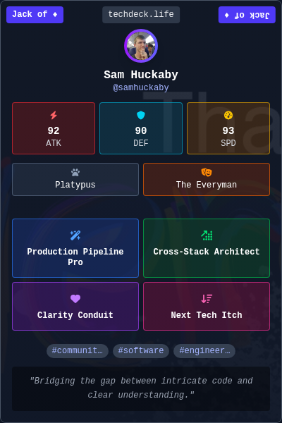 Sam Huckaby's TechDeck Trading Card