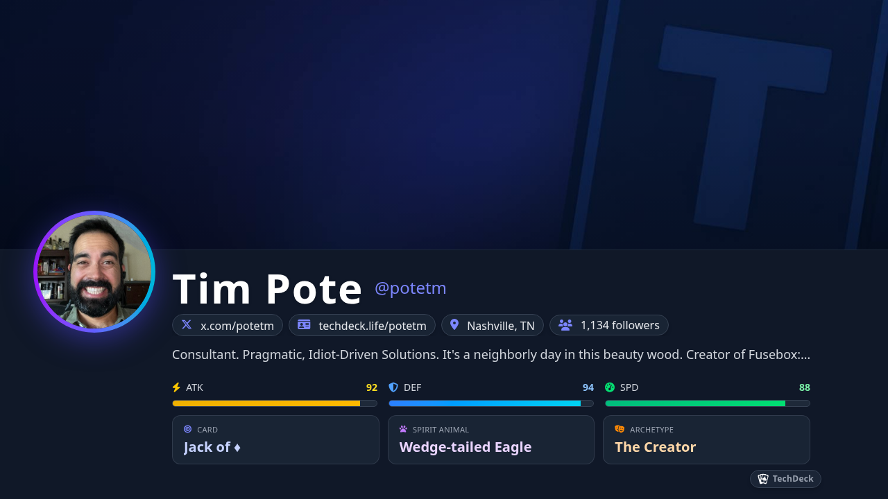 Tim Pote's TechDeck Business Card